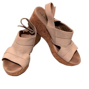 Clarks Annadel Nubuck Cork Platform Wedge Comfort Soft Sandals Heels Siz…
